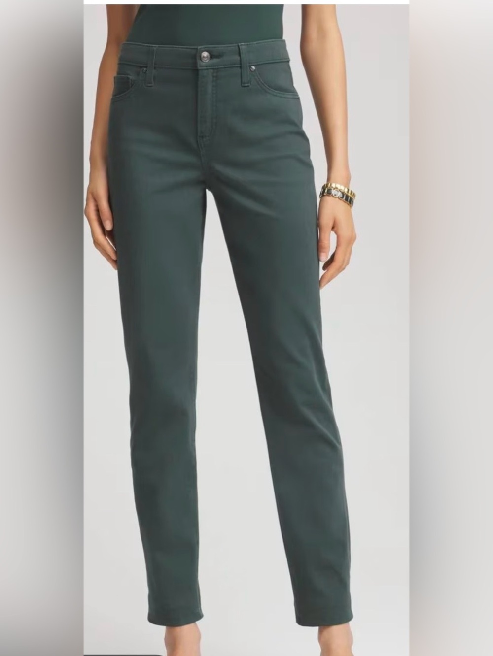 Chico's Teal Green SoSlimming Girlfriend Slim Leg Ankle Pants
